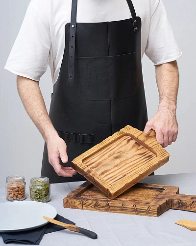 Кожаный фартук бытовой LEATHER MAN Black - фото - 6