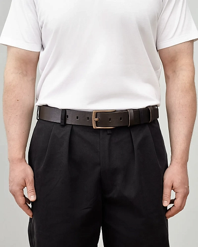 Ремень мужской FORT Brown 120-125 см в деревянной коробочке - фото - 5