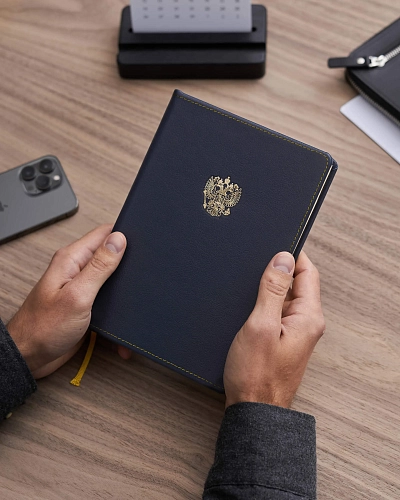 Ежедневник с гербом России ФЕДЕРАЦИЯ синий - фото - 6