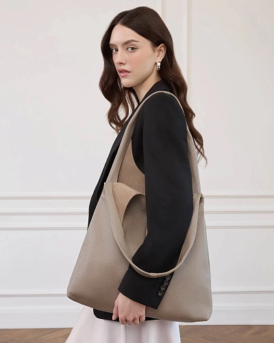 Кожаный шоппер MIA Beige - фото - 2