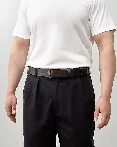 Ремень мужской FORT Brown 120-125 см в деревянной коробочке - фото - 2