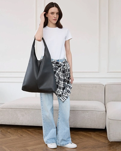 Кожаный шоппер MIA Black - фото