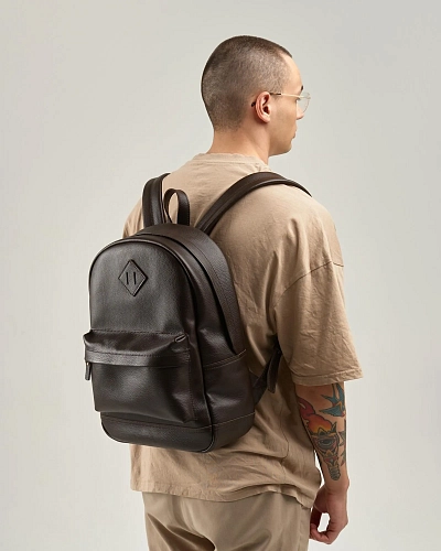 Рюкзак кожаный мужской BRUNO Brown Grain - фото - 3