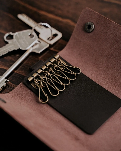 Ключница кожаная LOCK Brown - фото - 2