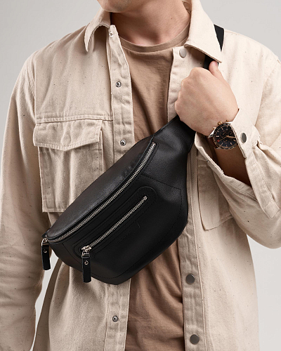 Поясная сумка кожаная ROUTE Black