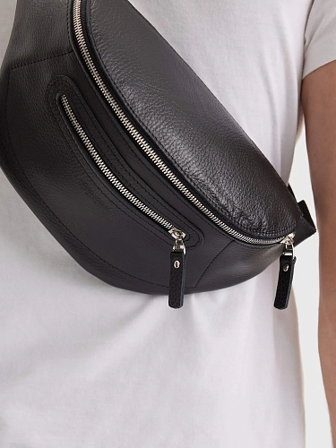 Поясная сумка кожаная ROUTE Black Grain - фото - 3