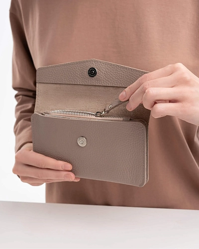 Женский кошелек кожаный ROWENA Beige - фото - 5