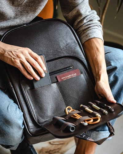 Рюкзак кожаный мужской CONRAD Brown Grain - фото - 5