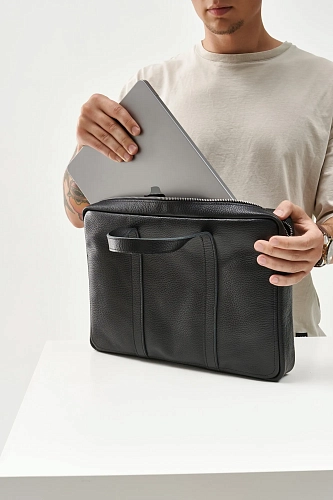Кожаная сумка для документов EASYHOLDER Black Grain