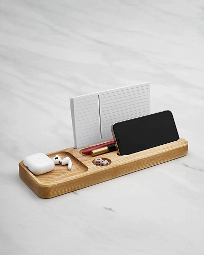 Деревянный органайзер для канцелярии Desko L Natural - фото