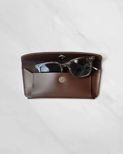 Кожаный чехол для очков GLASS Brown - фото - 2