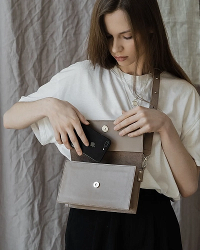 Сумка кроссбоди кожаная IRMA Coffee - фото - 16