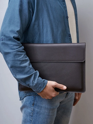 Кожаная папка для ноутбука 15-16 дюймов GRADE Brown - фото