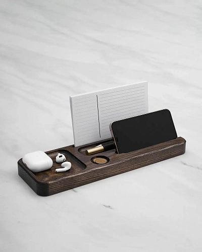 Деревянный органайзер для канцелярии Desko L Brown - фото