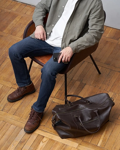 Кожаная дорожная сумка BAGGAGE Brown Grain - фото - 9