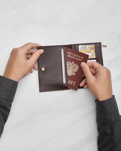 Кошелек кожаный NOVEL Brown Grain - фото - 3