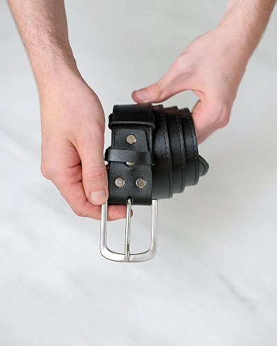 Ремень мужской PILOT STITCH Black 120-125 см в деревянной коробочке - фото - 5