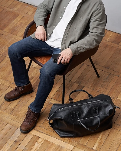 Кожаная дорожная сумка BAGGAGE Black Grain - фото - 5