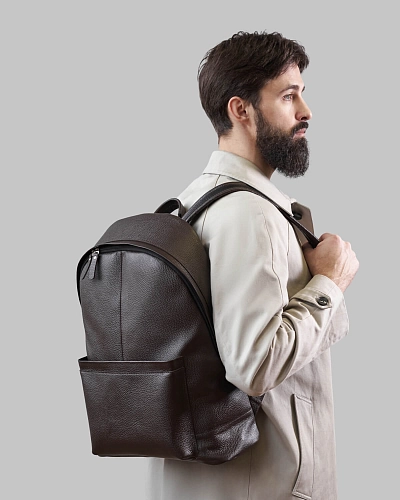Рюкзак кожаный мужской GERALD MAX Brown Grain - фото