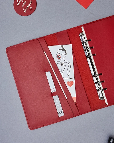 Кожаный блокнот на кольцах A5 Carmine - фото - 2
