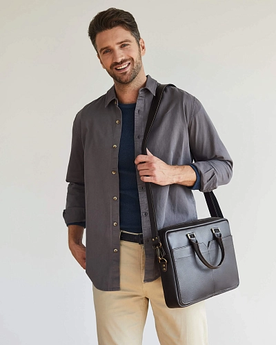 Мужская кожаная сумка STERLING Brown - фото