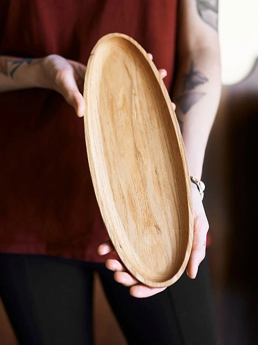 Деревянная тарелка OVAL oak - фото - 2