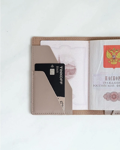 Кожаная обложка на паспорт FOLIO Coffee - фото - 5