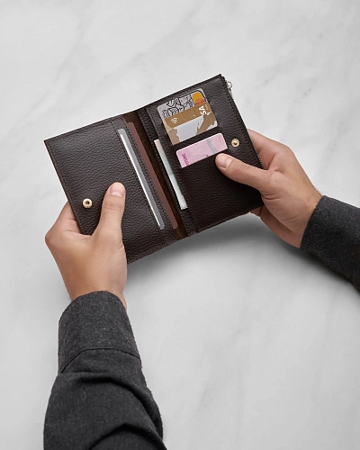 Кошелек кожаный NOVEL Brown Grain - фото