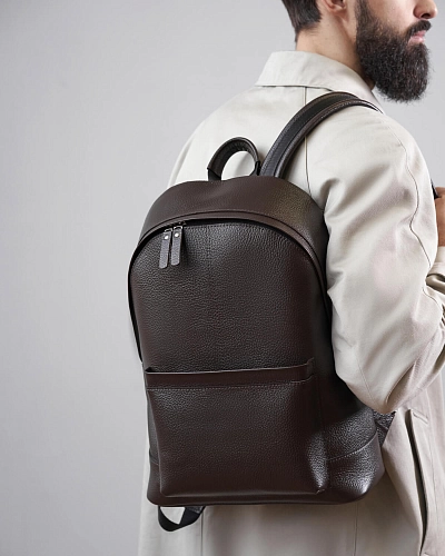 Рюкзак кожаный мужской GERALD Brown Grain - фото - 8