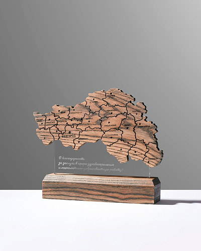 Награда деревянная с картой области NN-27 Награда деревянная с картой области NN-27