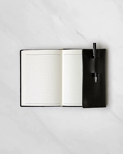 Кожаный блокнот в клетку MAGNETIC Black - фото - 7