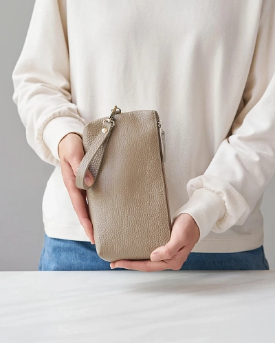 Кожаный несессер CRUISE Beige - фото - 1