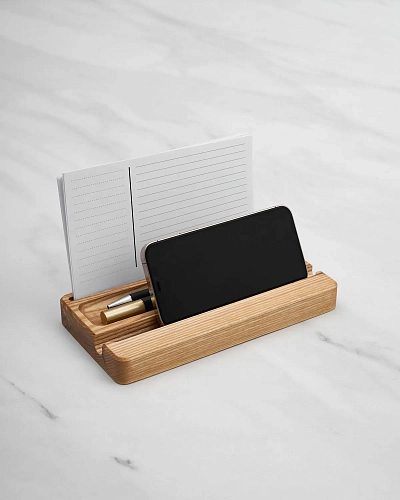 Деревянный органайзер для канцелярии Desko M Natural - фото