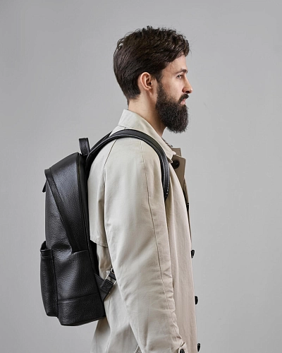 Рюкзак кожаный мужской GERALD MAX Black Grain - фото - 5