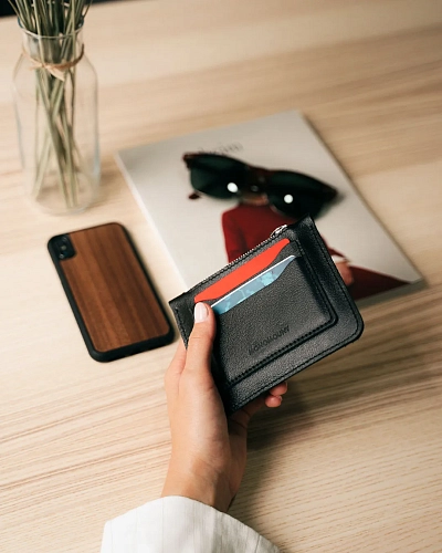 Мини кошелек кожаный SPIRIT Black - фото - 1