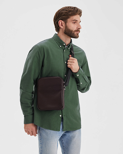 Сумка планшет мужская кожаная RUNNER Brown Grain - фото - 1