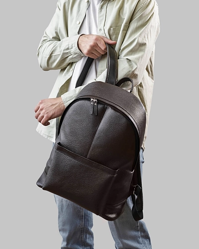 Рюкзак кожаный мужской GERALD MAX Brown Grain - фото - 4