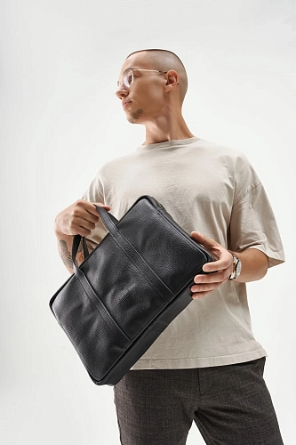 Кожаная сумка для документов EASYHOLDER Black Grain - фото - 1