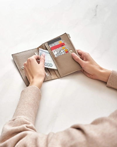 Кошелек кожаный NOVEL Beige - фото - 4