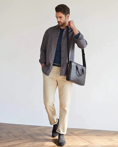 Мужская кожаная сумка STERLING Brown - фото - 2