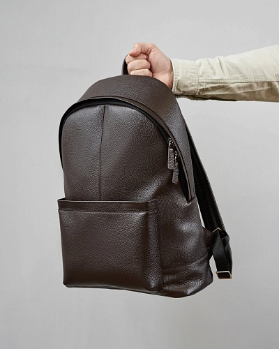 Рюкзак кожаный мужской GERALD MAX Brown Grain - фото - 11