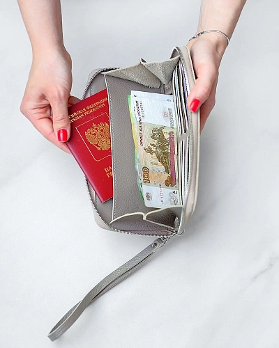 Кошелек на молнии MONTERRO Beige с ремешком на руку - фото - 2