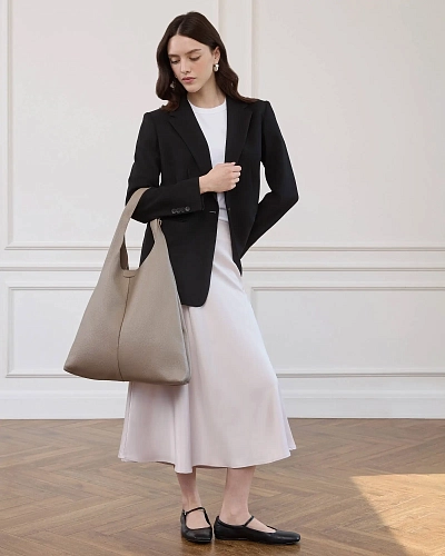 Кожаный шоппер MIA Beige - фото - 3