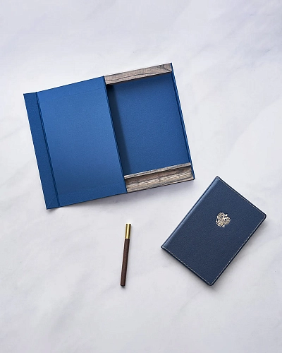 Подарочная коробка для ежедневника и ручки Blue - фото - 1