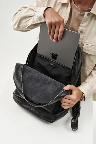 Рюкзак кожаный мужской BRUNO Black Grain - фото - 4