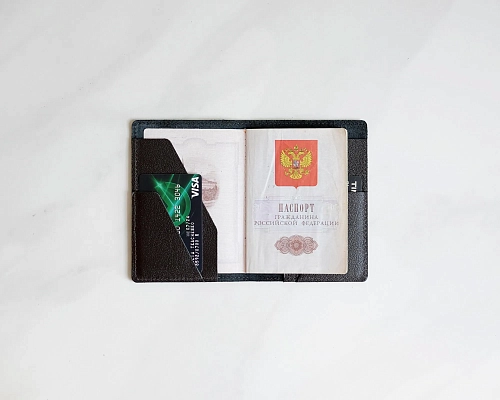 Кожаная обложка на паспорт FOLIO Brown - фото - 4