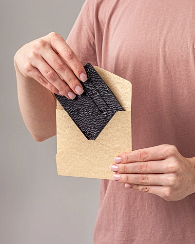 Картхолдер кожаный FLAT Black Grain - фото - 2