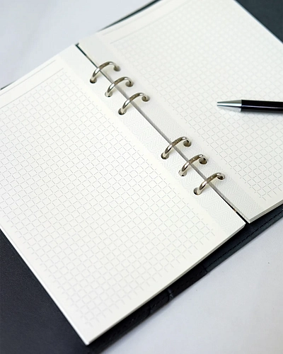 Кожаный блокнот на кольцах A5 Black - фото - 2