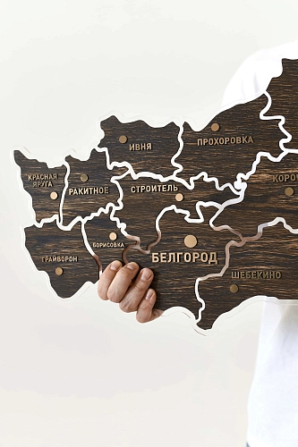 Карта Белгородской области деревянная Gold - фото - 1