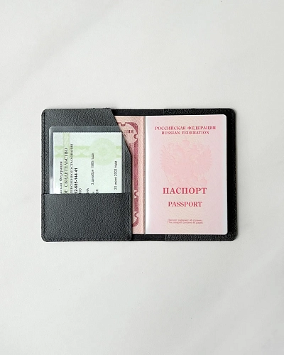 Кожаная обложка на паспорт PRO Black - фото - 5